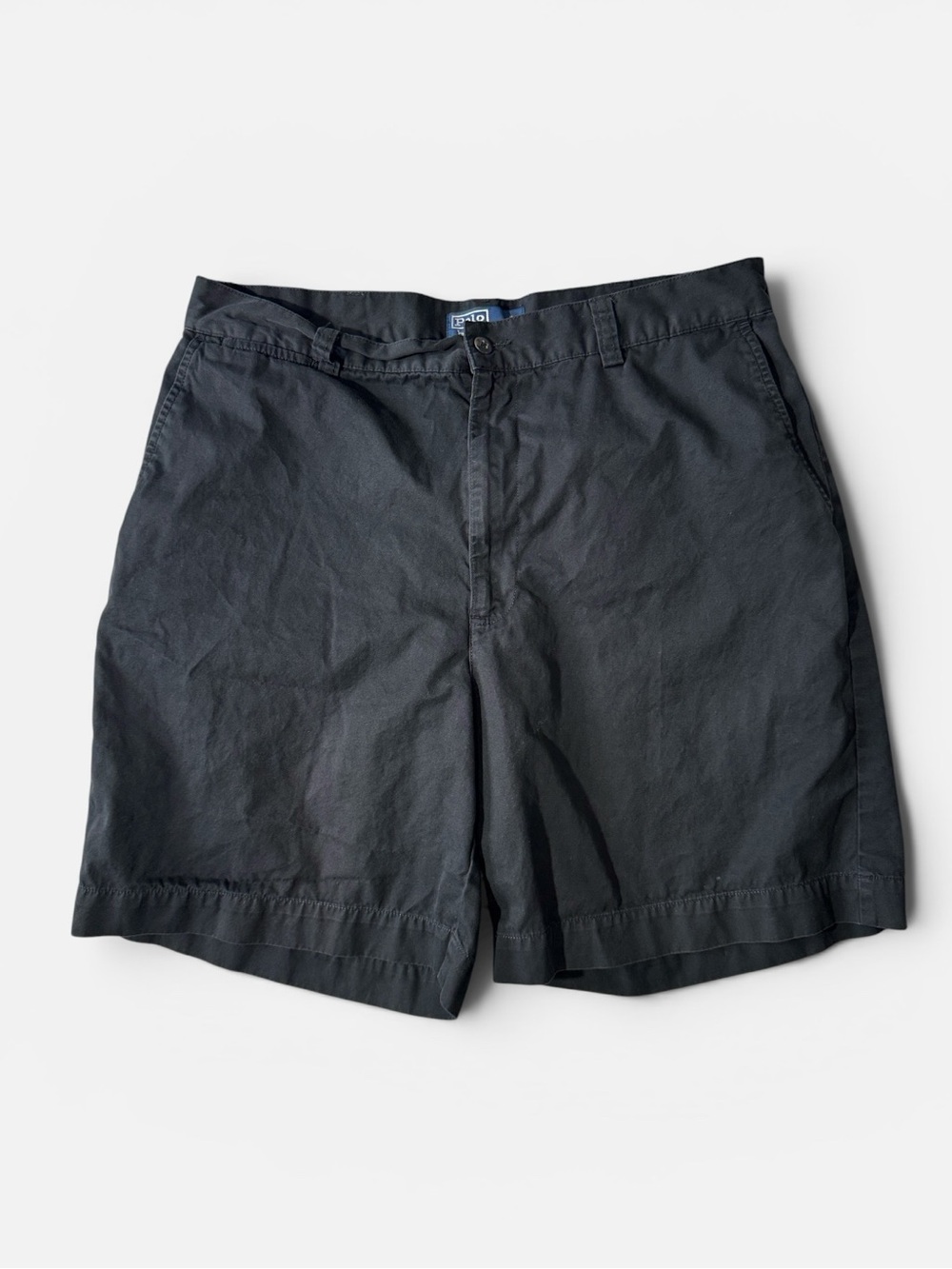 Polo Ralph Lauren mens 36 black cotton flat front regular fit chino shorts EUC